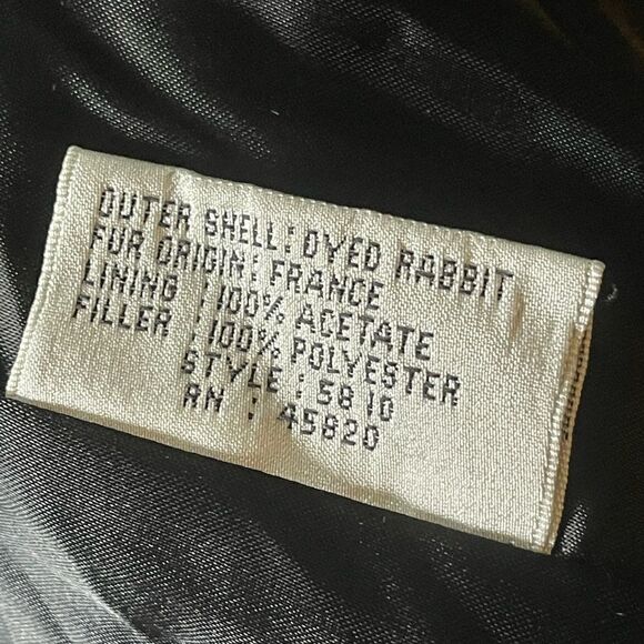 Vintage Bermans black rabbit fur coat sz M - Picture 5 of 9